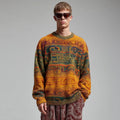 Men's Intricate Design Patterned Mohair Pullover Anti-Wrinkle Anti-Shrink Breathable Warm Cashmere Knit Sweater for Winter Front