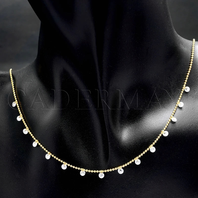 Cadermay S925 Silver With Yellow Gold Plated D VVS Pass Diamond Tester 3mm Drilled Moissanite Necklace