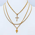 Women Stainless Steel Multilayer Pearl Inlay Cross Necklace 18k Gold Christian Cross Necklace Jewelry Men Plain Cross Necklace