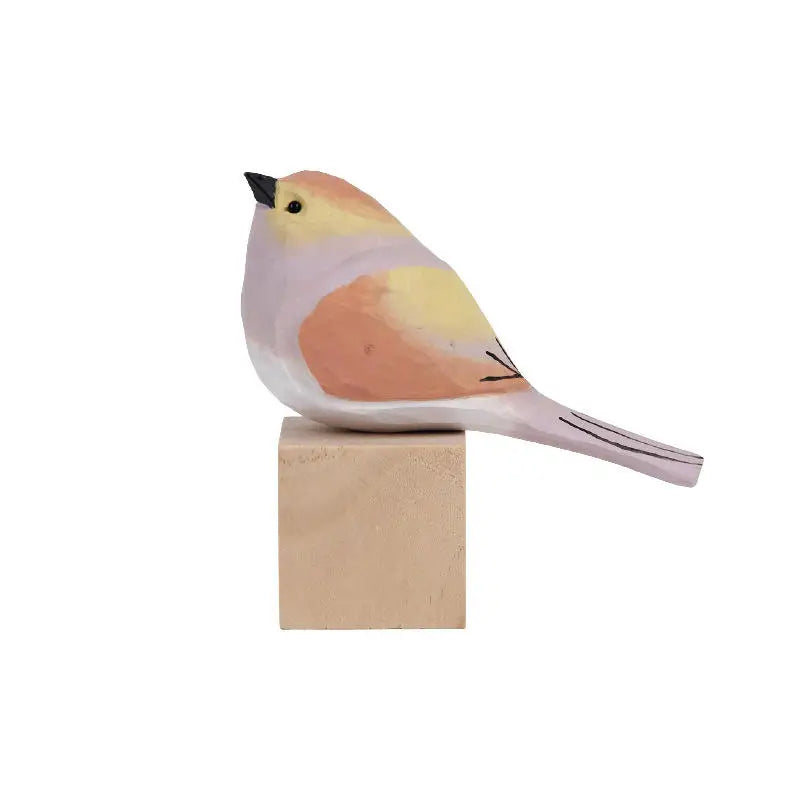 Handmade Engraved Wooden Bird Sculpture Hand-Painted Home Decor Figurine European Art Craft Gift Ornament