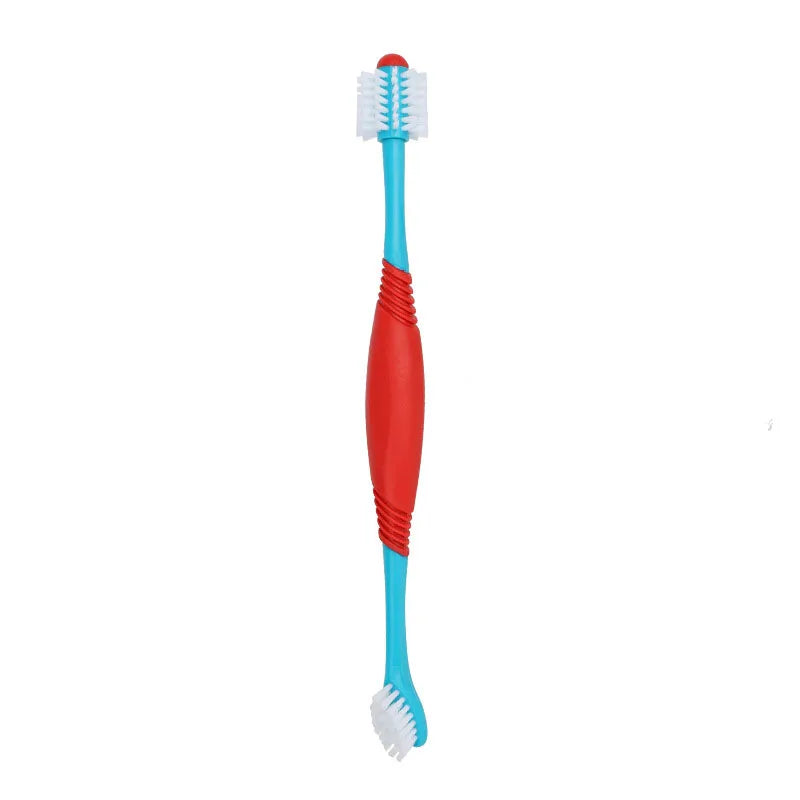 Premium Non slip Dual Head Dog Tooth Brush 360 Degree Cat Dog Double Head Pet Toothbrush