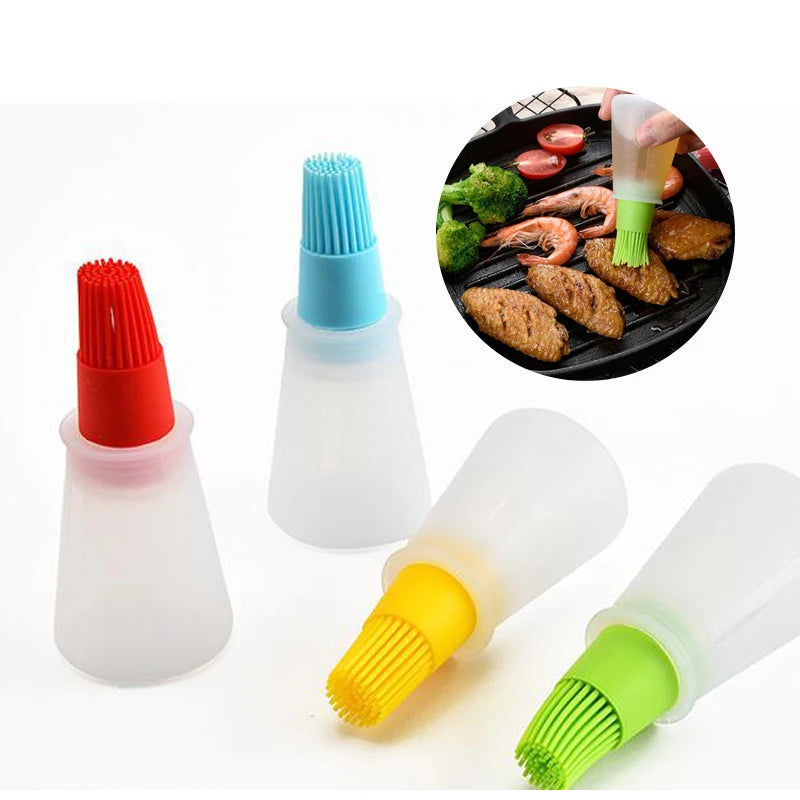 High Temperature Resistant Silicone Oil Bottle With Brush Grill Liquid Oil Brushes Pastry Kitchen Baking BBQ Brush
