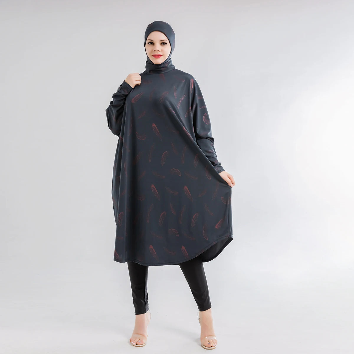MOTIVE FORCE Bronzing Printing Muslim Swimwear for Woman Long Sleeved Islamic Swimsuit Custom Burkini