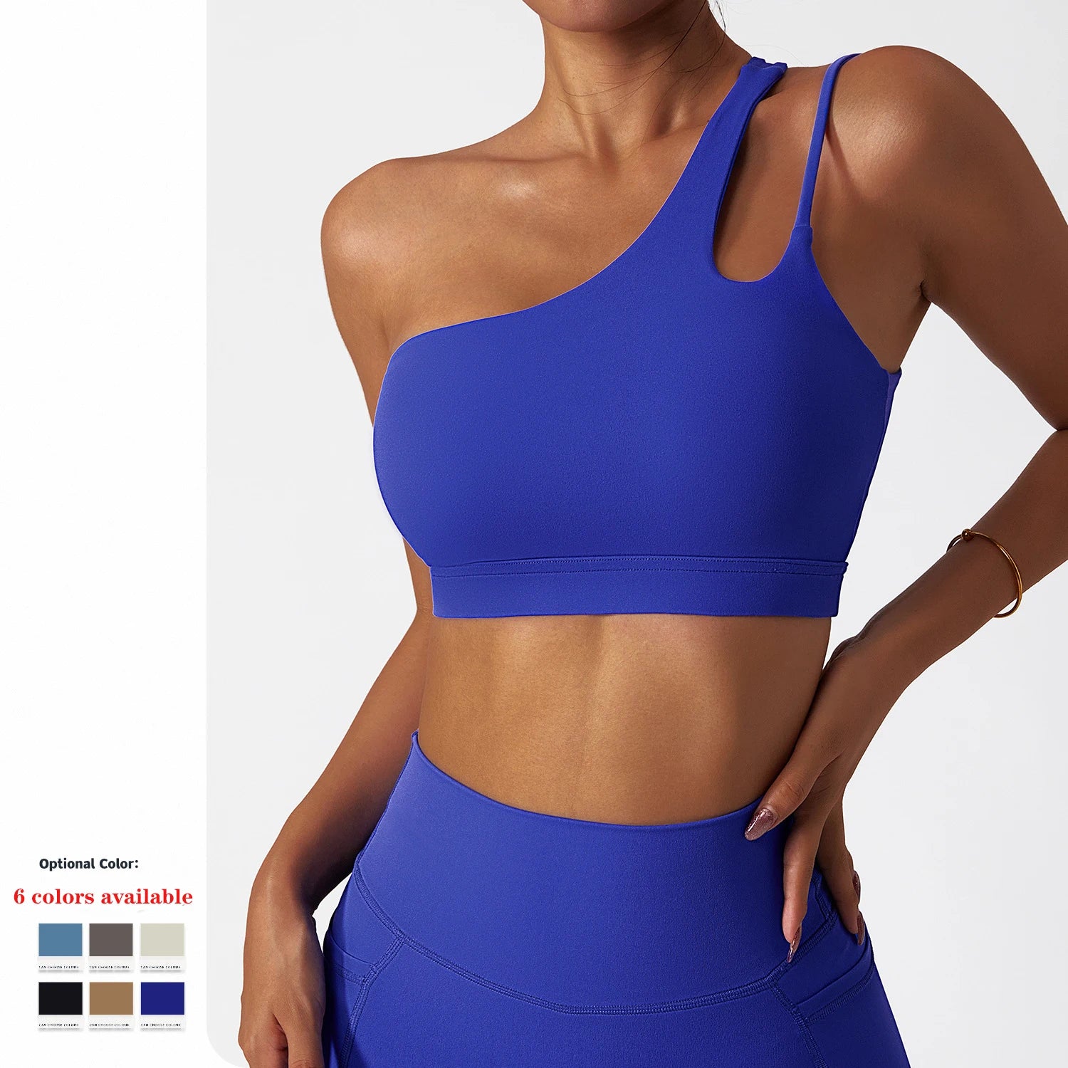 High Quality Women's Sexy One-Shoulder Push-Up Yoga Bra Breathable Skin-Friendly Shockproof Beauty Back Sports Fitness Top