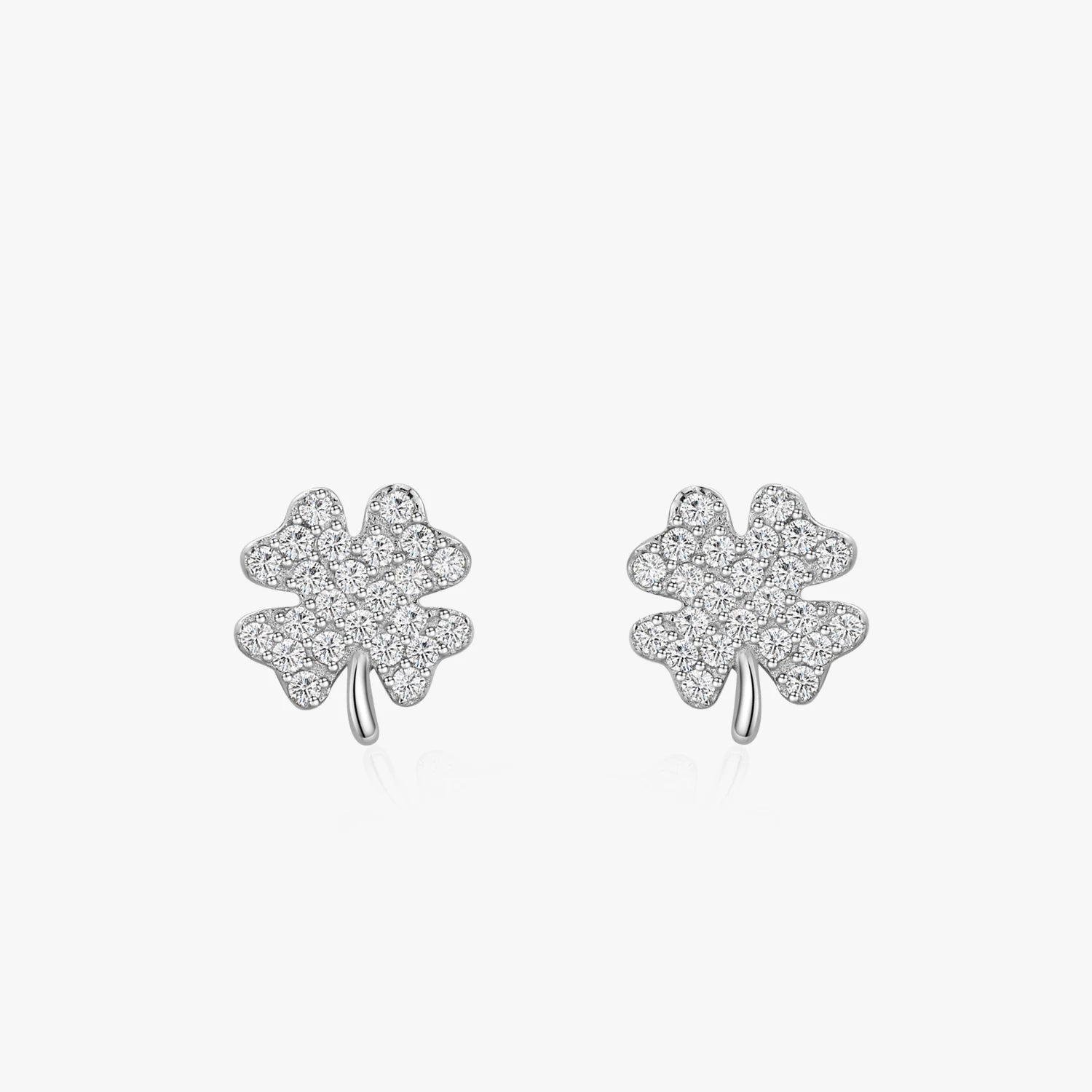 Ailmay New Arrival Lucky Four-Leaf Clovers Stud Earrings Clear Zircon Anti-allergy Earring Gift for Women Fine Jewelry