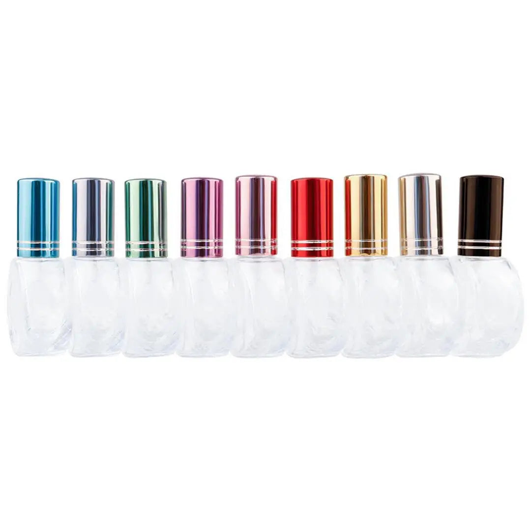 Wholesale Empty Lozenge Pattern Side Flat Round  10ml Refill Thick Glass Perfume Spray Pump Bottle