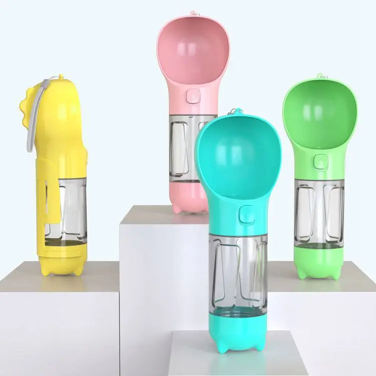 New Design Portable Small Pet Feeding Bottle Easy Clean Eco-Friendly Animal Print Indoor/Outdoor Use Double Purpose Dogs Water