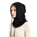 Men Women Unisex Winter Hat Warm Hooded Scarf Hat for Women Balaclava Pullover Knitted Beanie Hat with Drawstring