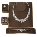 Wholesale Ready Stock Classic CZ Wedding Accessories Copper Cubic Zirconia Luxury Bridal Jewelry Set for Women BN7981