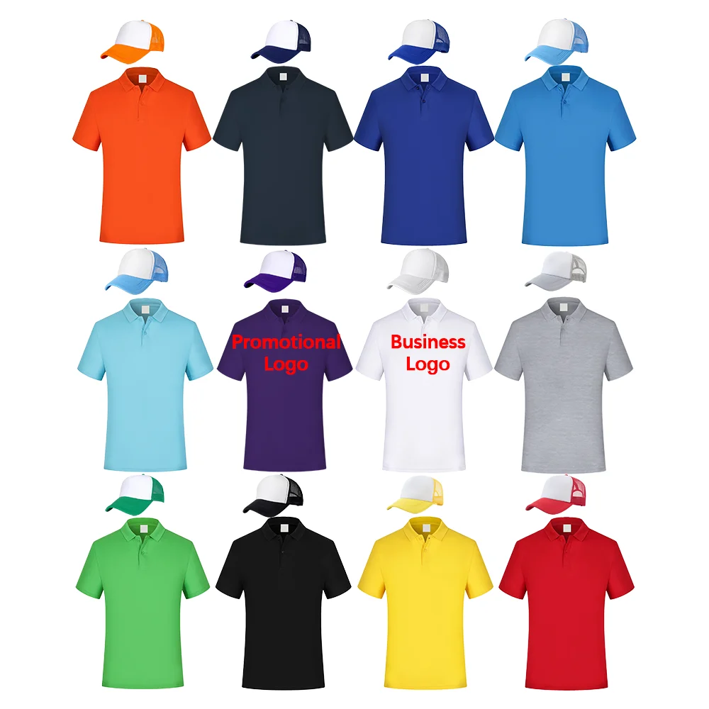 Corporate Business Giveaway Gift Sets With Logo Printing Custom Dad Hats and Polo Shirts With Business Logo Promotion Gift