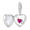 HOT 925 Sterling Silver Rose Red Love Hanging Bead Heart Zircon Pendant Fine Jewelry for Women Valentine's Day Gift BSC681