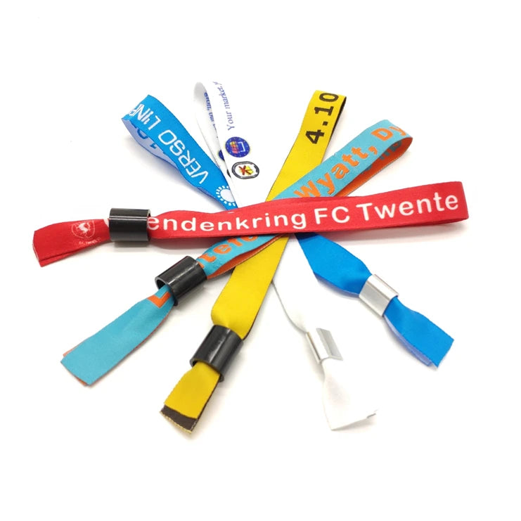 Manufacturer Customized Polyester Braided Wristbands Adjustable Fabric Wristband Lock Plastic