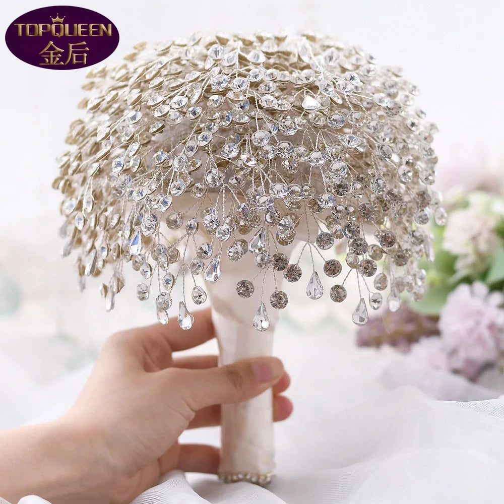 D-BB002 New Design Luxury Pearl Diamante Artificial  Bride Flower Bouquet for Wedding Decor