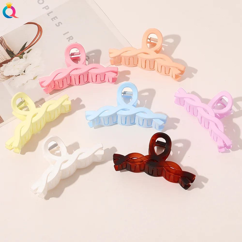 QIYUE 12CM Matte Candy Color Hair Clamp Macaron Hair Claw Clips Simple Grab Clip Hair Accessories for Woman
