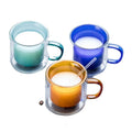 Wonder 270ml Insulated Double-Walled Borosilicate Glass Coffee/Tea Mugs-Colorful Options Dishwasher Safe Classic Style