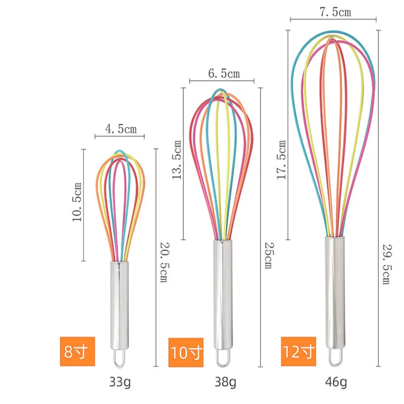 Wholesale Mini Egg Whisk Beater Silicone Plastic Blender Stainless Steel 410 Handle Simple Style for Home Kitchen Cooking Baking