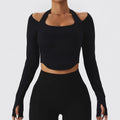 Breathable T-shirt Long Sleeve  Yoga Suit Women's Quick-Dried Fitness Dress With Neck Training Running Top