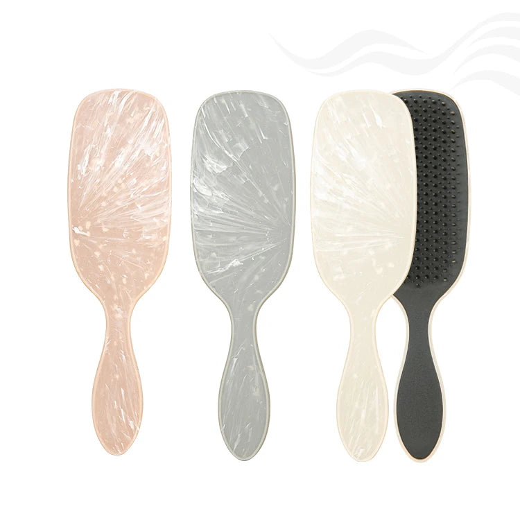 Quick Ship Marble Anti-Tangle Smoothing Hair Brush Ergonomic Wide Tooth Thick Hair Scalp Massage Detangling Hair Brush for Women