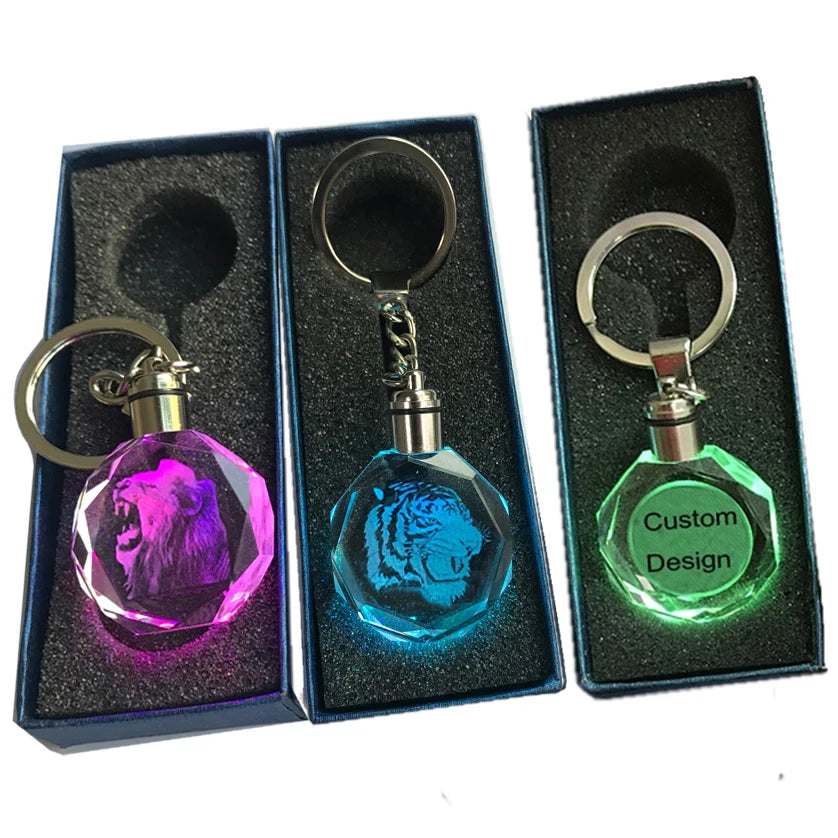 Crystal Tiger Head LED Keychain IShowSpeed Creative Light Key Holder Chain 3D Led Eco-Friendly Gift
