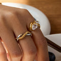 G4006 Wholesale Stainless Steel Ring 18k PVD Gold Plated Zircon Rings Waterproof Hypoallergenic Fashion Jewelry for Women