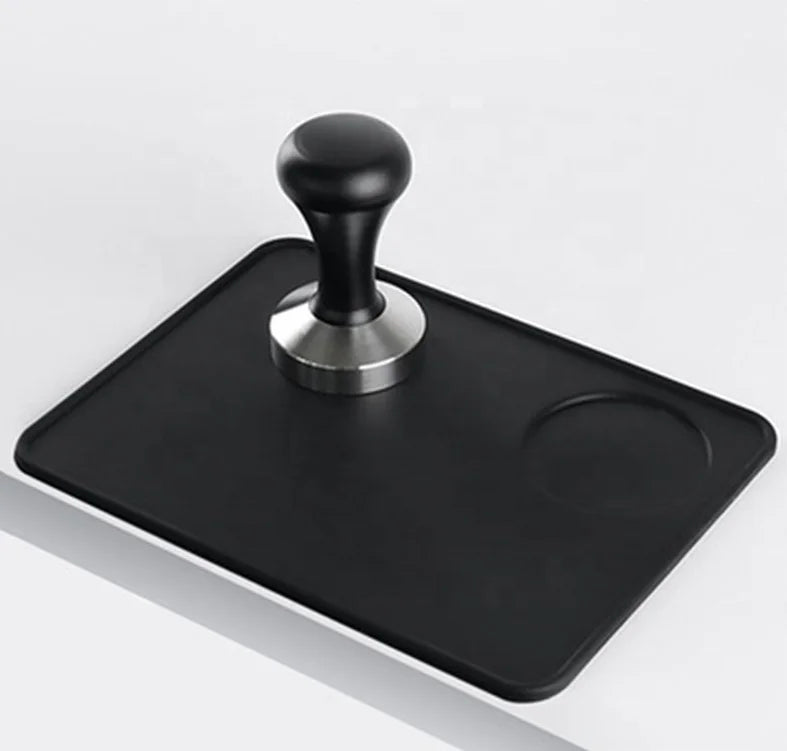 Rectangle Flat Silicone Coffee Tamper Pad Anti-slip Espresso Coffee Mat Food Grade Black Silicone Coffee Tamper Mat Pad