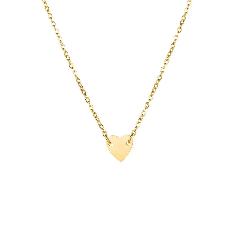 18K Gold Plated 316L Stainless Steel Heart Pendant Choker Necklace for Women