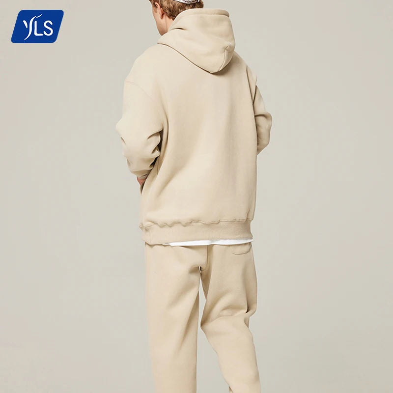 YLS High Quality Solid Winter Blank Unisex Custom Logo Oversized Men's Drop Shoulder Eco-Friendly Breathable Hoodie with String