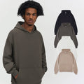 Men's Oversized Drop Shoulder Custom Logo Plain Hoody Sweatshirts 440G Cotton Plain Black Pullover Hoodies