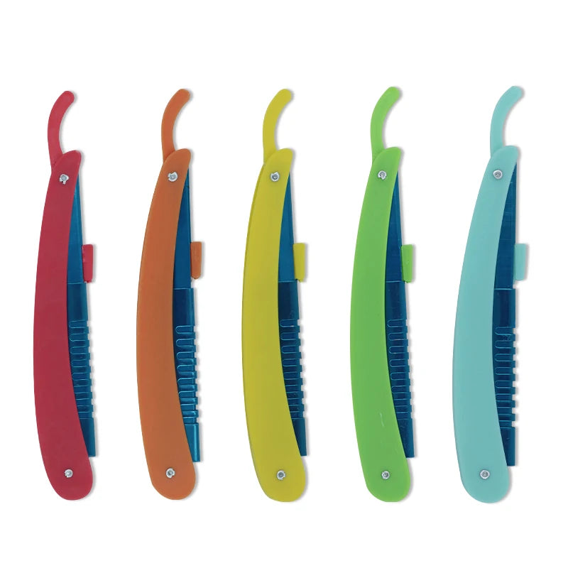 Professional Men's Stainless Steel Plastic Manual Face Shaving Folding Razor Single Blade Multi Color for Barber Shop Hotel MegaBDM