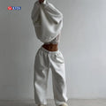 Strrtwear Women Clothing 2026 Casual Custom Tracksuit 2 Piece Set Knitted Cotton Sweatshirt and Sweatpants Set