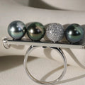 The Whimsy of the Balance Beam Multi-purpose Tahitian Pearl White Gold Versatile Ring Pendant Necklace