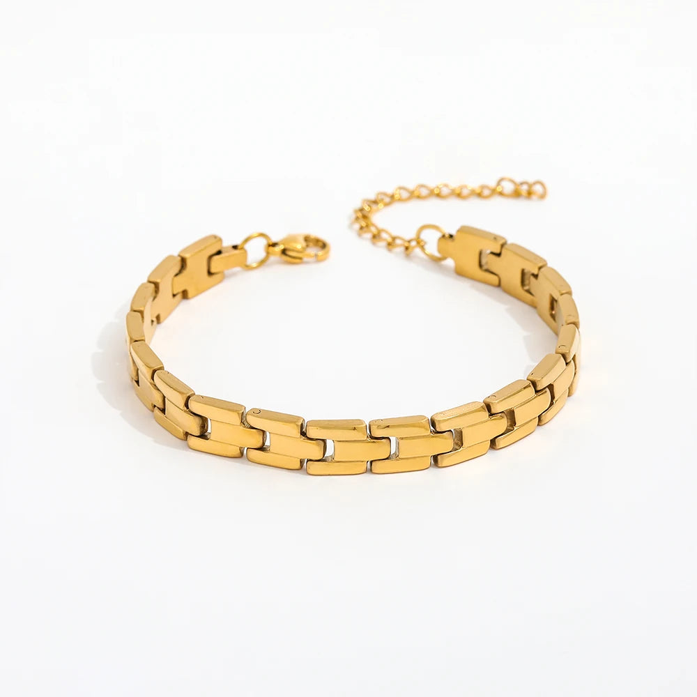 Fenny 18K PVD Plated Statement Classic Watchband Chain Bracelet Trend for Couples Stainless Steel Jewelry Wholesale
