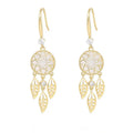 SC 2023 Hot Selling Gold Plated Flower Leaves Earrings Girls Fashion Opal Zircon Long Tassel Dreamcatcher Earrings for Women