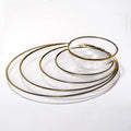 2025 Eco-Friendly Round Glass Charger Plates Gold Rim Minimalist Wedding Event/Camping Party Plates with Color Enamel Technique