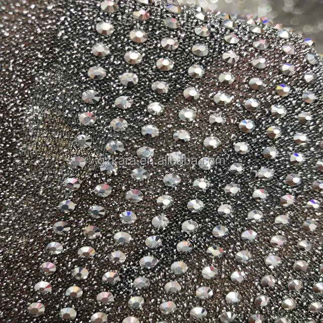 Wholesale 2mm Aluminum Transfer Crystal Stone Mesh Sheets Trimming Hot Fix Rhinestone Iron on Trims Bags
