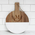 Chopping Pizza Cutting Board High Standard Marble and Wood Food Kitchenware Round Wood Plate Sustainable Wooden Products Custom