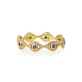 925 Sterling Silver CZ Stone Eeternity Evil Eye Ring Brand Gold Plated