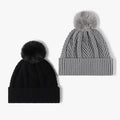Hot Selling Pom Pom Knitted Beanie Hat With Fur Designer Beanies Winter Warm Ski Mohair Beanie