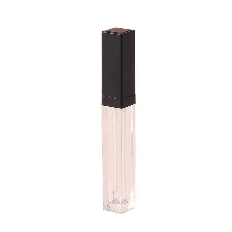 Hot Selling 5g Empty square Lip Gloss Cosmetics Packaging Lip Oil Container with Black Lid Stock
