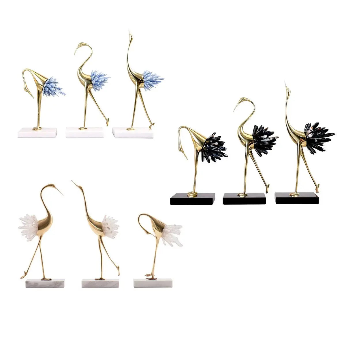 Luxury Modern Golden Birds Animal Sculpture Decoration Living Room Housewarming Gift Copper Crane Ornaments
