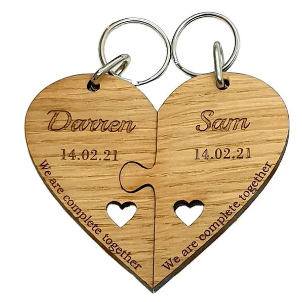 Custom Wooded Puzzle Keychain Puzzle Piece Keychain for Couples Gifts