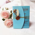 Luxurious Unique Acrylic Wedding Invitation Glass With Blue Half Folded Envelope Wax Seal Flowers Template Faire Part Mariage