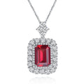 Elegant Luxury 2022 Ins Style Luxury Big Red Ruby 10mm*14mm Stone Pendant Necklace 925 Silver