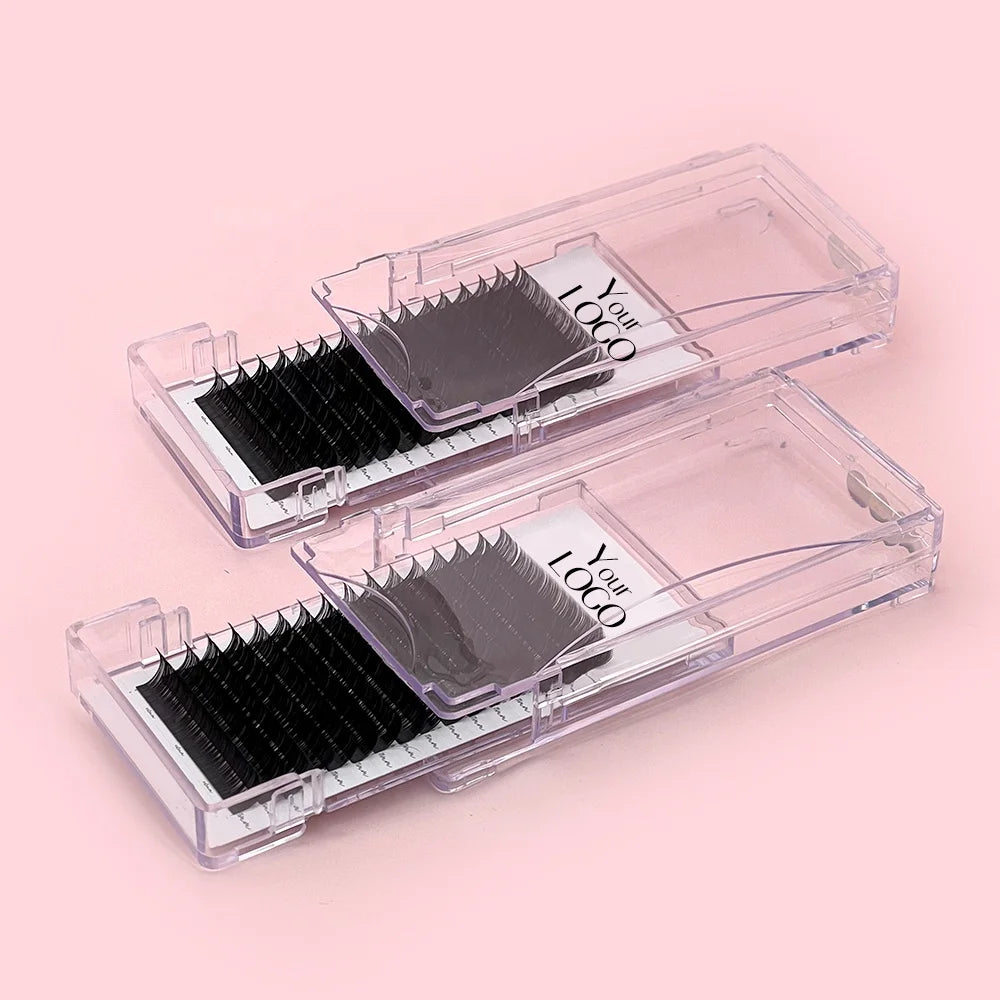 Matte Black Lash Tray Individual Lash Extension Private Label Custom Lash Box Wholesale Volume Mink Eyelash Extension