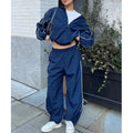 2025 Women Clothing 2 Piece Sweatpants and Hoodie Set Custom Harem Pants Set Women Windbreaker Tracksuit