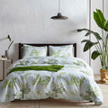 Uganda Hot Sale Bed Linen Polyester Print Plant king Size Bedding Green Duvet Cover Sets Wholesaler