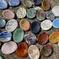 35*45*10mm Natural Charka Gemstone Worry Stone/Oval Jade Message Palm Stone Anti Anxiety Stress Relief Thumb Pocket Stone
