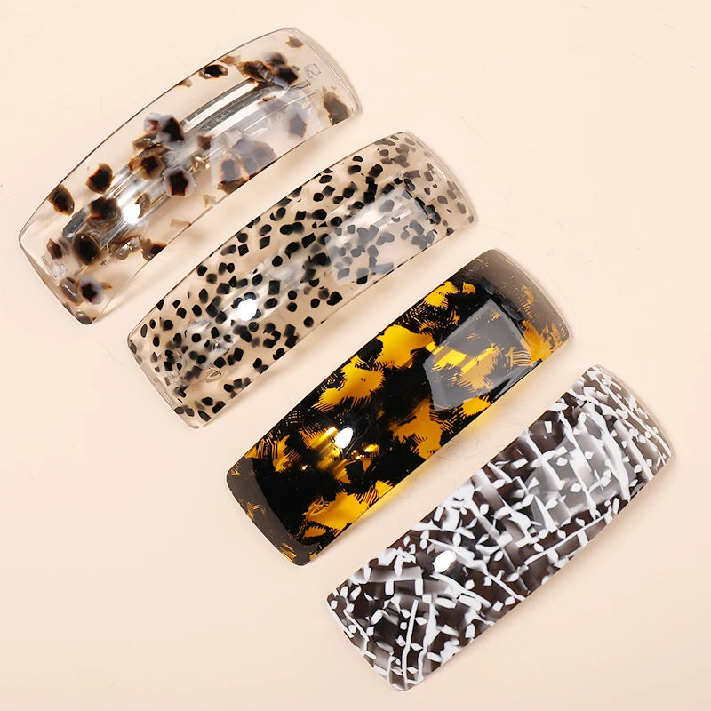 Mi Dairy Fashion Leopard Print  Ombre Pearl Light Rectangle Hiagh Quality Acetate Hair Clips for  Hair Women Girls