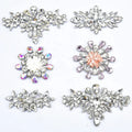 Crystal Rhinestone Bridal Hot Fix Flower Applique Patches for Wedding Dress Sash Shoes Bags Garment