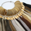 46pcs 20cm  New Real Human Hair Color Rings Swatches for Human Hair Extensions Salon Tools Hair Dyeing Sample Chart Ring
